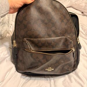 Coach Dark Brown Signature Backpack